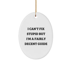 Funny Guide Gifts for Men - Oval Ornament, 'I'm A Fairly Decent Guide' Christmas Unique Gifts from Friends - Image 1