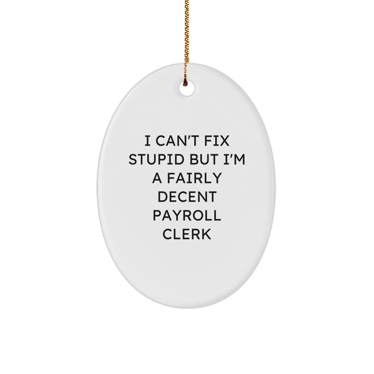 Funny Payroll Clerk Oval Ornament Gifts from Men for Payroll Clerk, I'm A Fairly Decent Payroll Clerk, Christmas Unique Gifts - Image 1