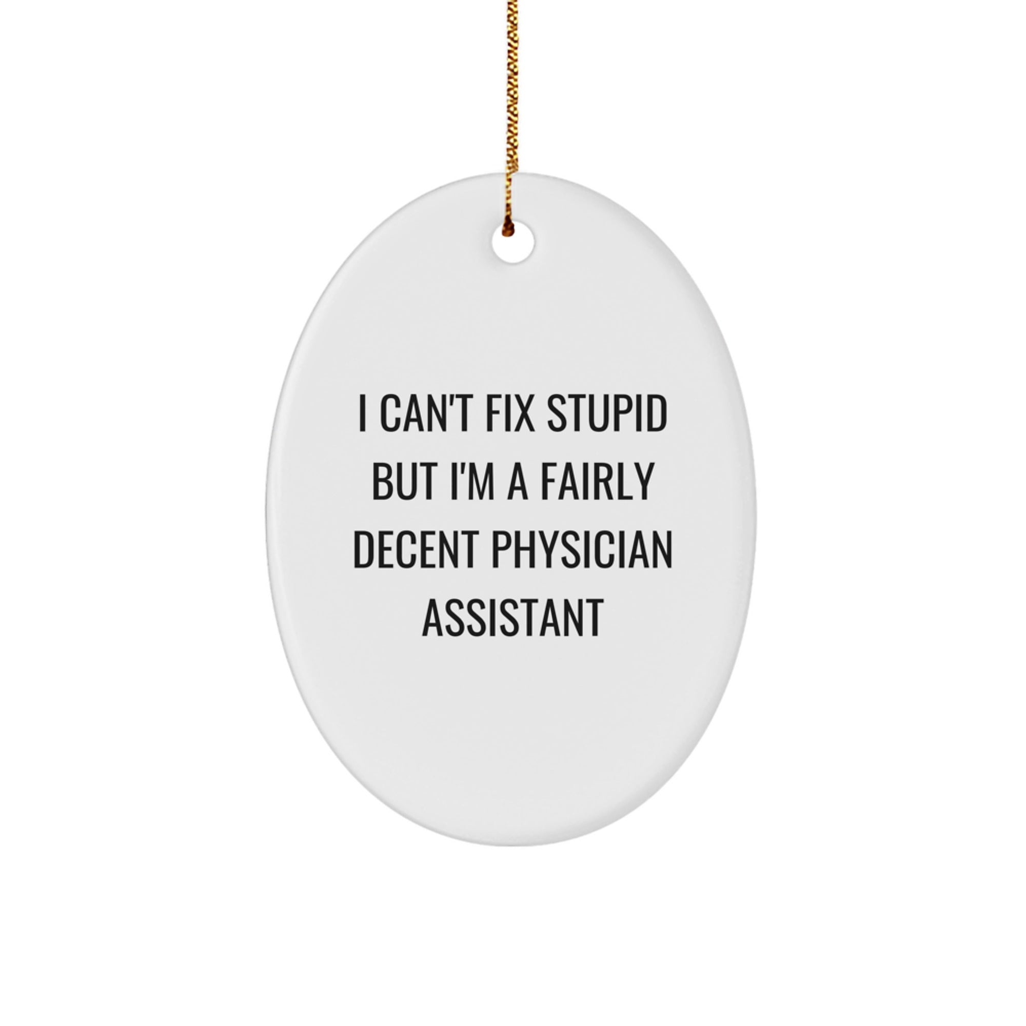 Funny Physician Assistant Gifts for Christmas - I'm a Decent PA Oval Ornament for Friends Family Coworkers - Image 1