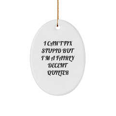 Funny Quilter Oval Ornament Gifts for Men from Friends, Unique Christmas Unique Gifts for Quilter, Oval Ornament Quilter Decorations - Image 1
