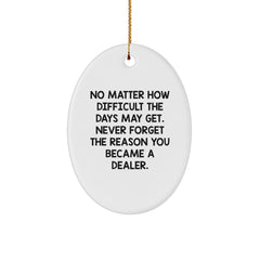 Dealer Gifts from Friends, Funny Oval Ornament for Men, Christmas Unique Gifts, Gifts for Dealer, Never Forget the Reason You Became a Dealer. - Image 1