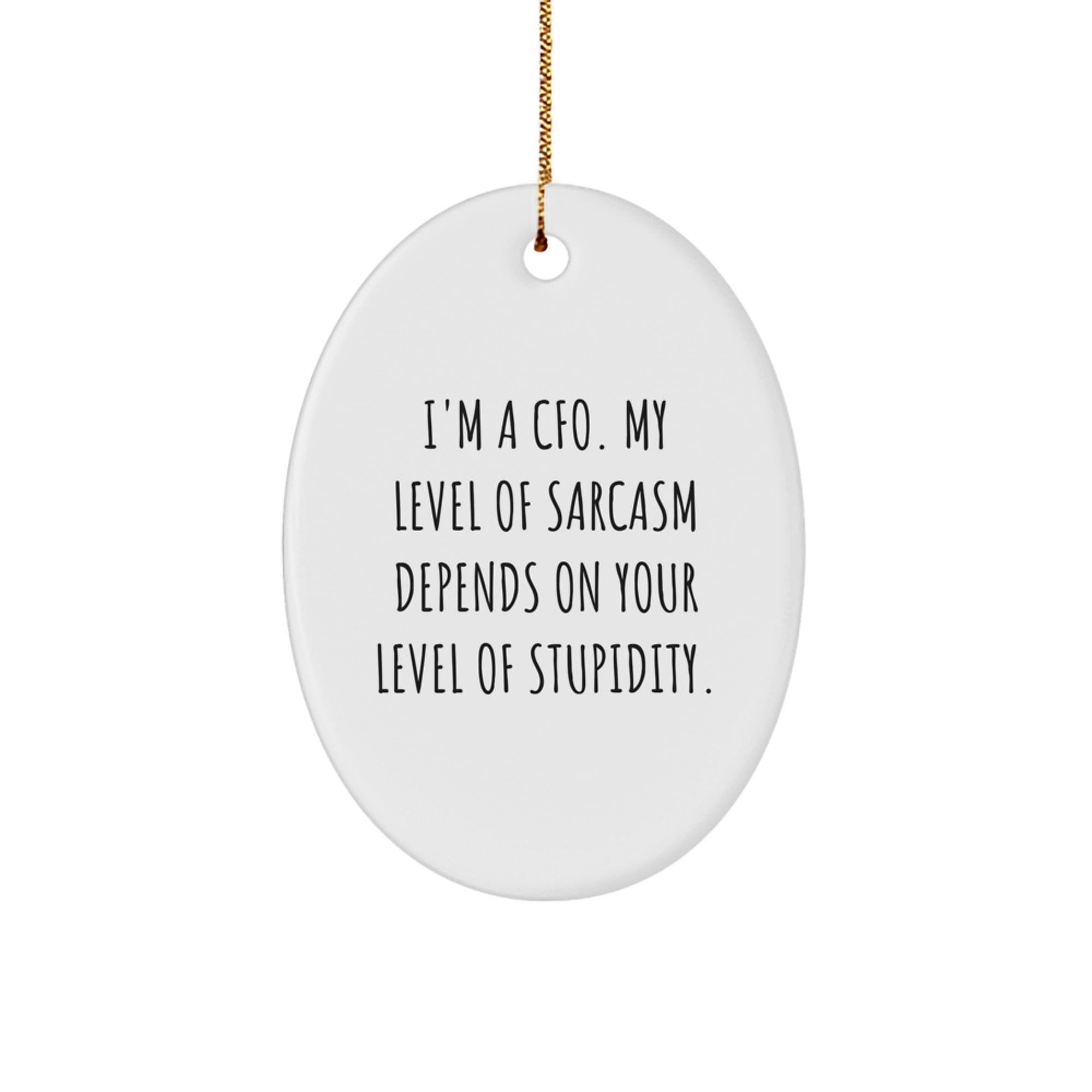 CFO Gifts - I'm A Cfo. My Level Of Sarcasm Depends On Your Level Of Stupidity. - Oval Ornament - Funny Christmas Unique Gifts from Friends - Image 1