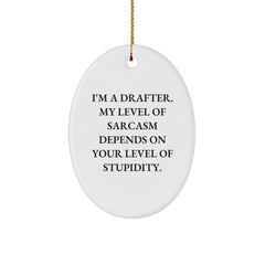 Drafter Sarcasm Oval Ornament, Funny Quote Gifts for Men, Women, Coworkers, Family, Christmas Unique Finds - Image 1