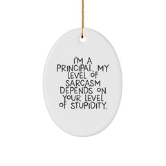 Funny Principal Gifts for Men, Oval Ornaments Sarcasm Humor Christmas Unique - Image 1