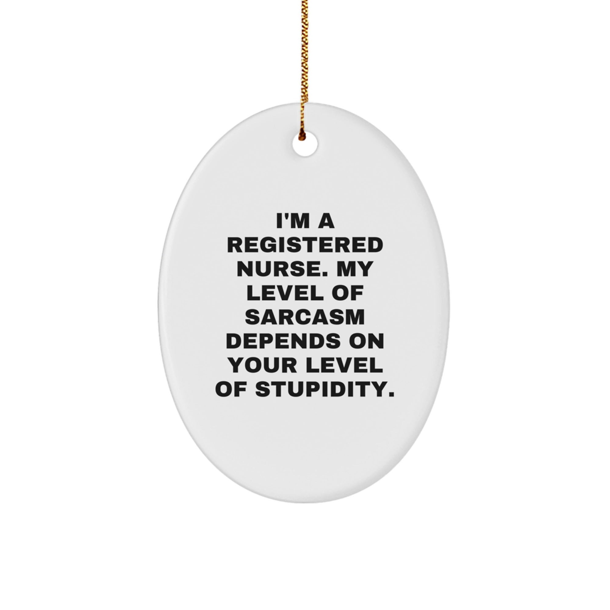 Funny Sarcasm Registered Nurse Oval Ornament Gifts from Friends, Coworkers, Family to Registered Nurses, Nurses, Men, Women, Healthcare Professionals for Christmas Unique Decorations - Image 1