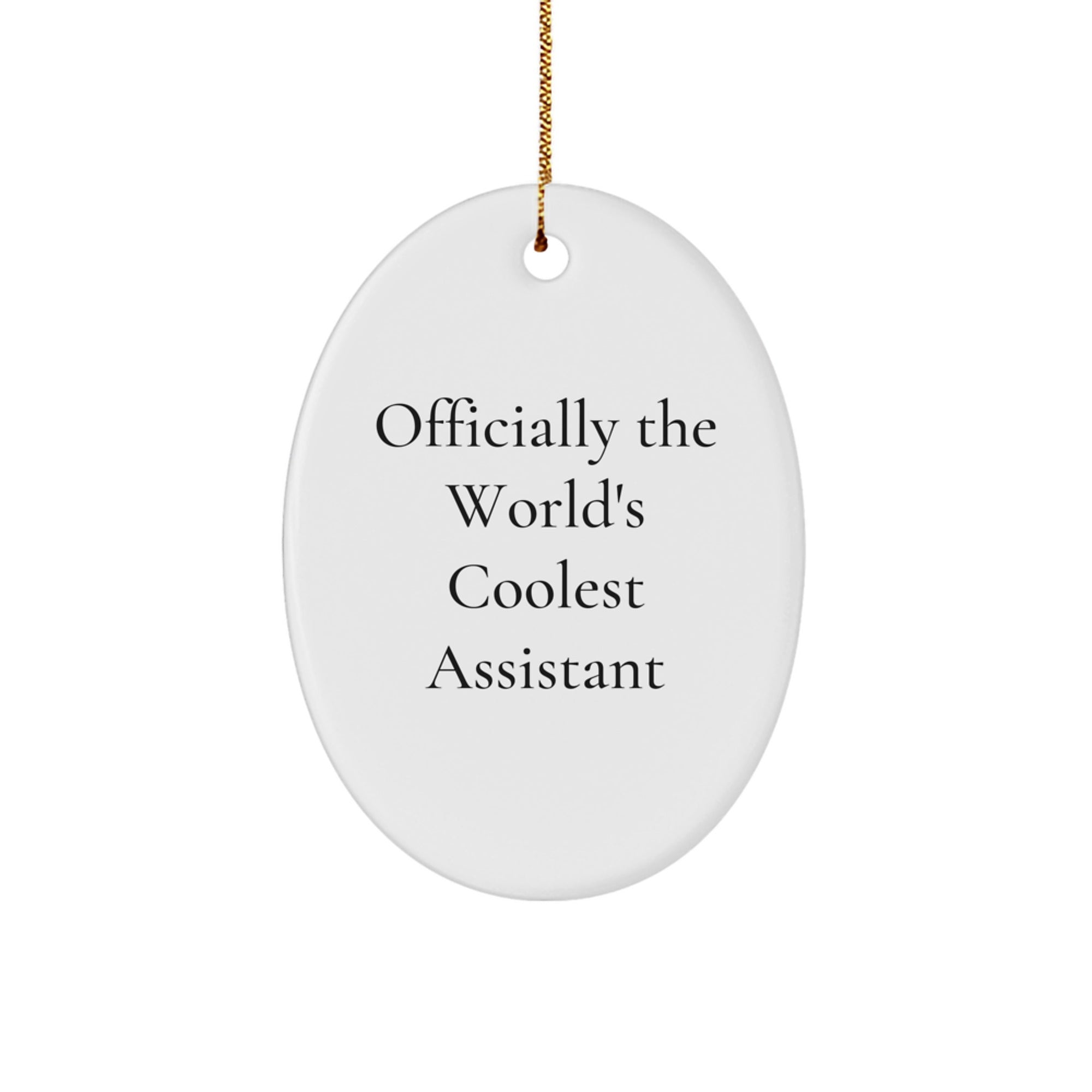 Funny Assistant Gifts, 'Officially The World's Coolest Assistant' Oval Ornament, Christmas Unique Gifts from Friends to Coworkers - Image 1
