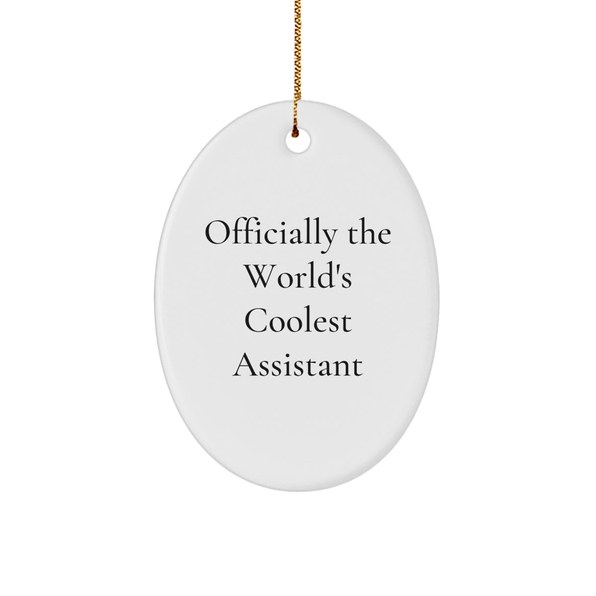 Funny Assistant Gifts, 'Officially The World's Coolest Assistant' Oval Ornament, Christmas Unique Gifts from Friends to Coworkers - Image 1
