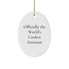 Funny Assistant Gifts, 'Officially The World's Coolest Assistant' Oval Ornament, Christmas Unique Gifts from Friends to Coworkers - Image 1