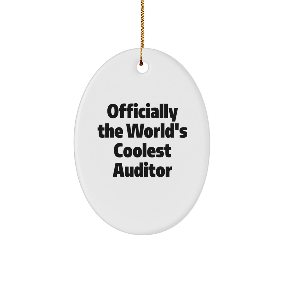 Funny Auditor Gifts for Friends, Oval Ornament 'Officially The World's Coolest Auditor', Christmas Unique Gift Ideas - Image 1
