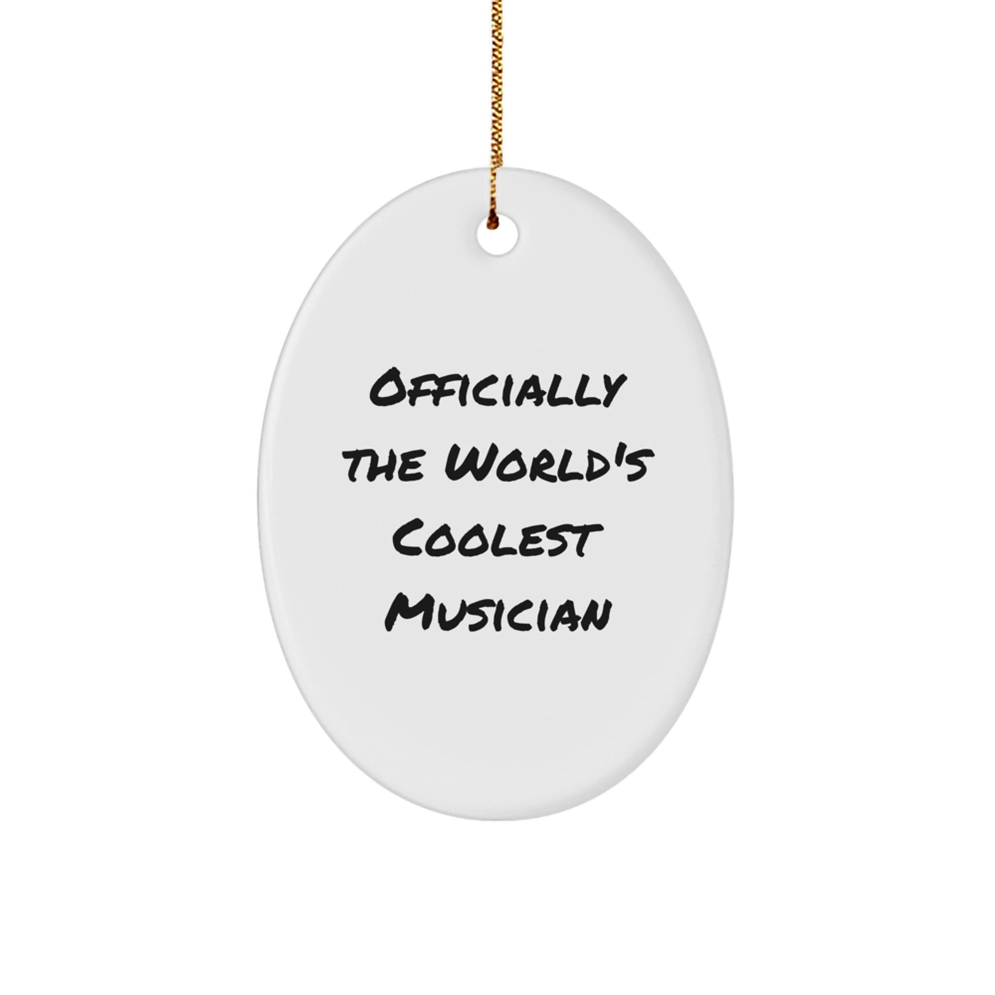 Unique Musician Gifts for Him from 'Officially The World's Coolest Musician' Oval Ornament, Christmas Decorations for Music Lovers - Image 1