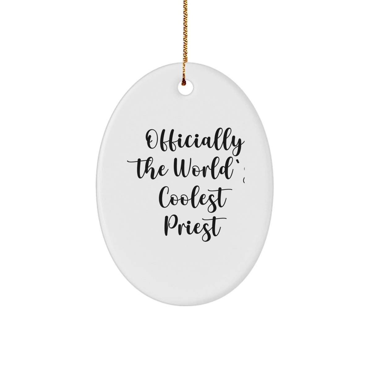 Funny Priest Gifts for Men - Officially The World's Coolest Priest Oval Ornament, White, 3.25' Tall, Perfect for Christmas - Image 1