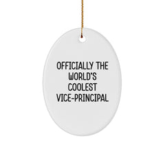 Vice-principal Gifts from Men to Officially The World's Coolest Vice-principal Oval Ornament for Christmas - Image 1