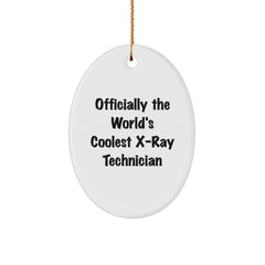 Funny X-Ray Technician Gifts for Men, Officially The World's Coolest X-ray Technician Oval Ornament, Christmas Unique Decorations - Image 1