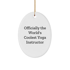 Funny 'Officially The World's Coolest' Yoga Instructor Oval Ornament Christmas Unique Gifts from Men to Women Friends Family - Image 1