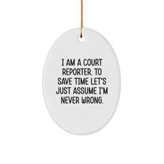 Funny Court Reporter Oval Ornament - Gifts for Court Reporters from Friends, Christmas Unique Gifts - Image 1
