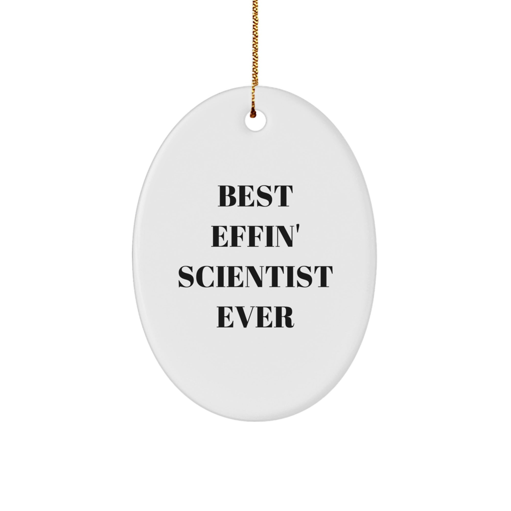 Gifts from Friends, Family, or Coworkers - Best Effin' Scientist Ever Oval Ornament, Scientist Gifts for Christmas - Image 1
