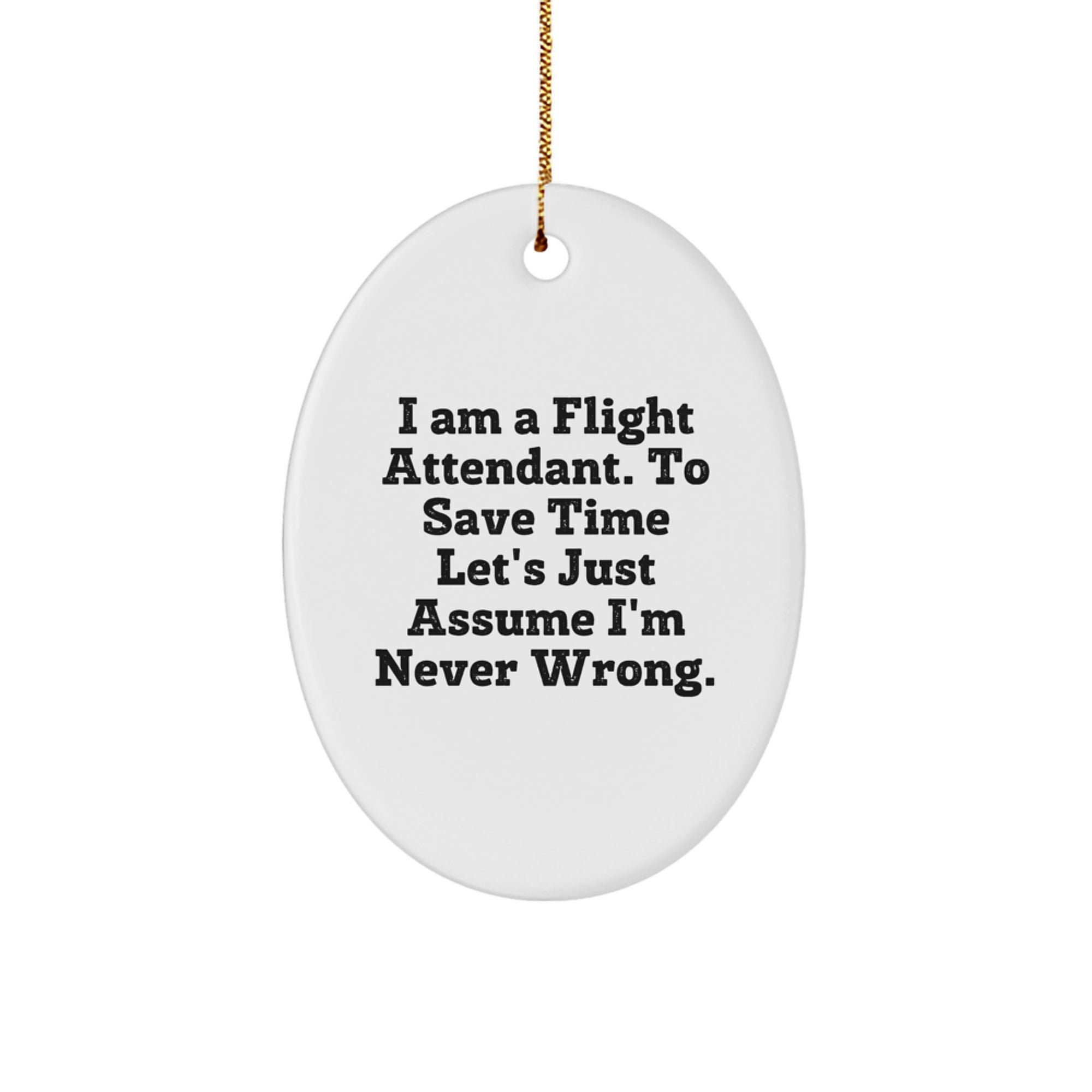 Flight Attendant Humor Oval Ornament Gifts from Friends for Christmas Fun - Image 1
