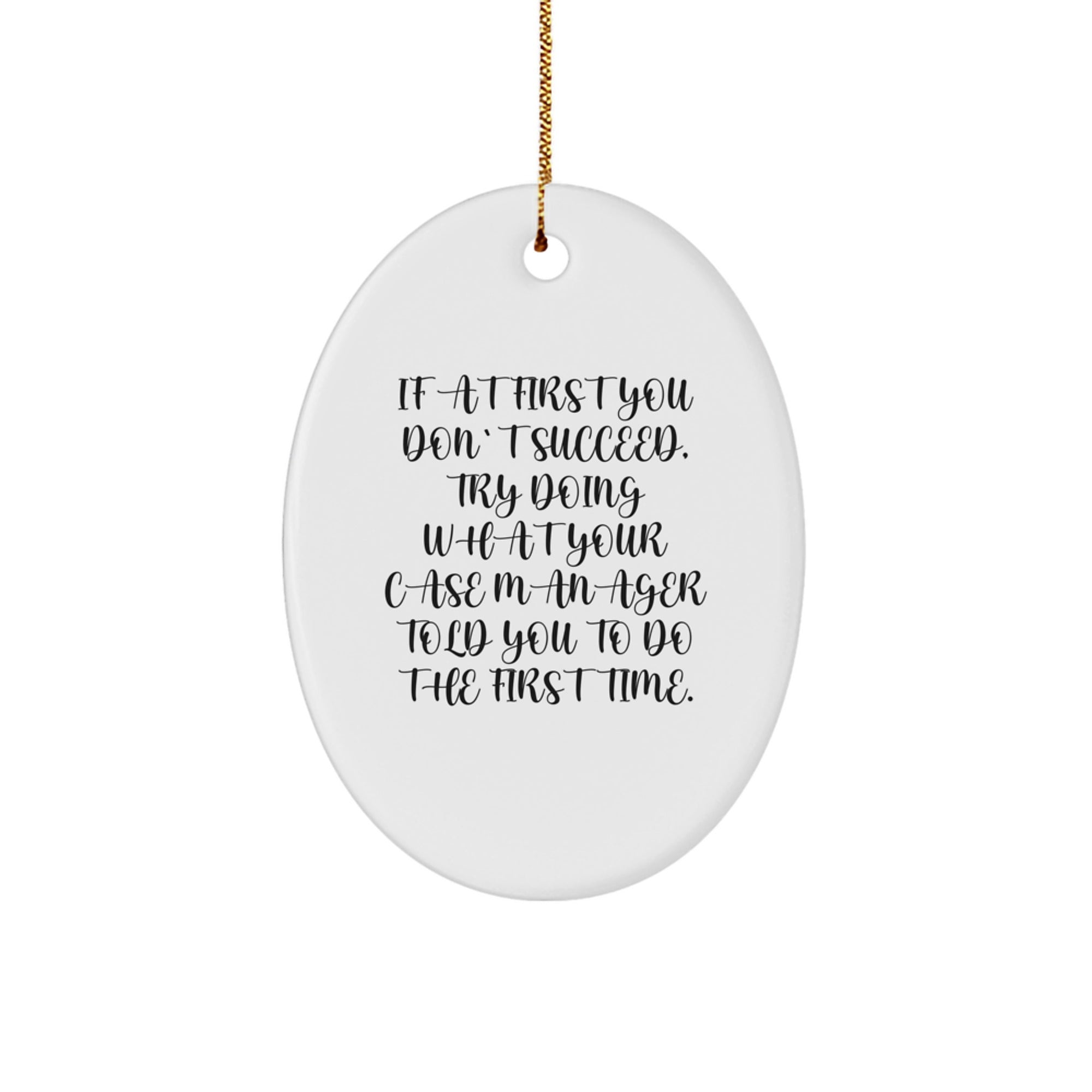 Funny Quote Oval Ornament for Case Manager Gifts from Friends, Coworkers, or Family - Christmas Unique Gifts - Image 1