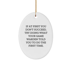 Funny Game Warden Inspirational Oval Ornament Gifts for Men from Friends - Image 1