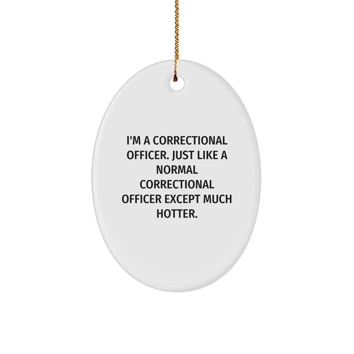 Funny Correctional Officer Christmas Unique Gifts for Men, Oval Ornament with I'm A Correctional Officer Except Much Hotter Quote, Gifts from Family - Image 1