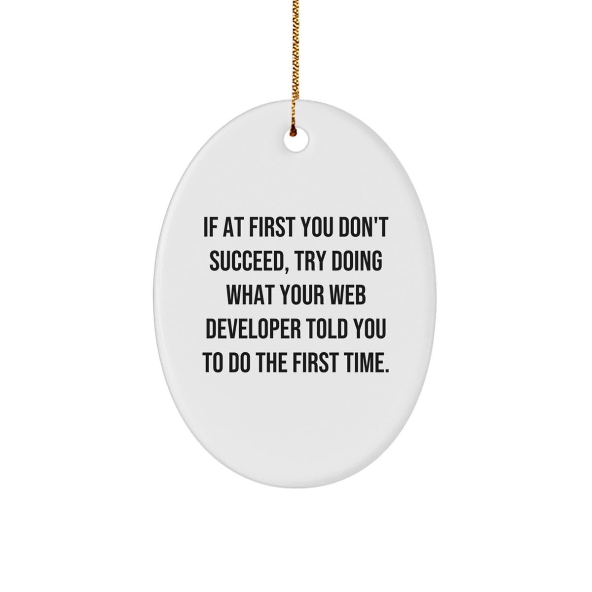 Funny Web Developer Gifts from Friends - Oval Ornament with 'If At First You Don't Succeed...' Quote for Men, Women, Coworkers, and Family - Image 1