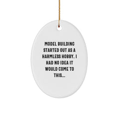 Funny Model Building Oval Ornament, Gifts from Men to Friends, Friends Gifts for Model Building Enthusiasts, Oval Ornament for Christmas - Image 1