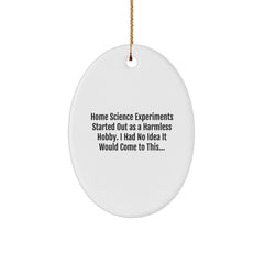 Funny Home Science Experiments Oval Ornament Gifts from Friends for Family Christmas - Image 1
