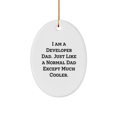 Developer Gifts from Men - I Am A Developer Dad Oval Ornament, Christmas Unique Gifts for Him - Image 1