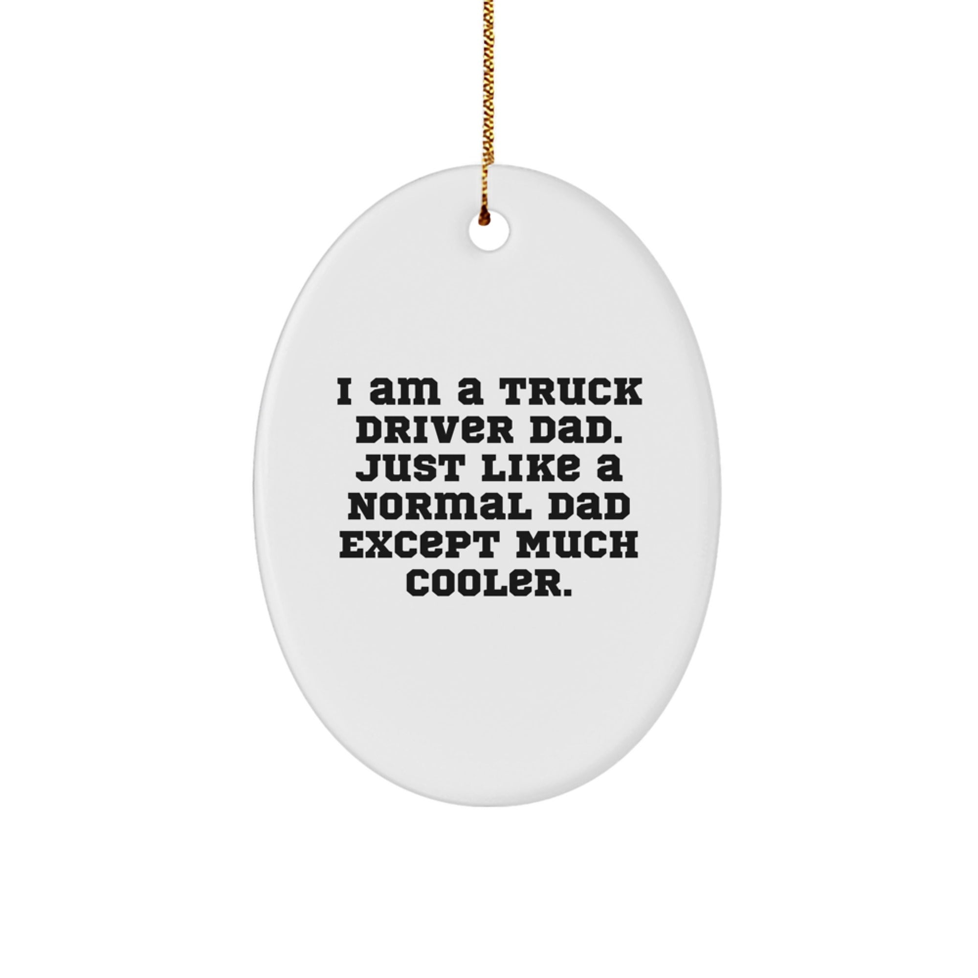 Funny Truck Driver Dad Gifts for Him - I Am A Truck Driver Dad Ornament, Unique Oval Shaped Present for Trucking Men, Christmas Unique Gift Ideas from Family - Image 1
