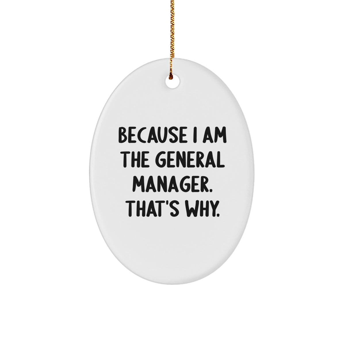 General Manager Oval Ornament Gifts from Men to Friends - 'Because I Am The General Manager. That's Why.' Christmas Decorations - Image 1