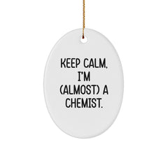 Keep Calm Chemist Gifts for Christmas - Oval Ornament from Friends to Family - Image 1