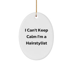 Funny Hairstylist Gifts from Friends and Family - Oval Ornament - I Can't Keep Calm I'm A Hairstylist - Image 1