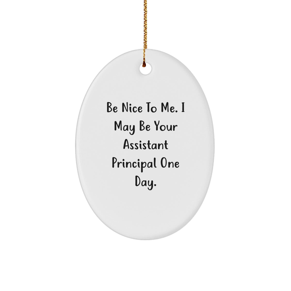 Assistant Principal Gifts from Friends - Funny Oval Ornament for Christmas - Be Nice To Me. I May Be Your Assistant Principal One Day. - Image 1