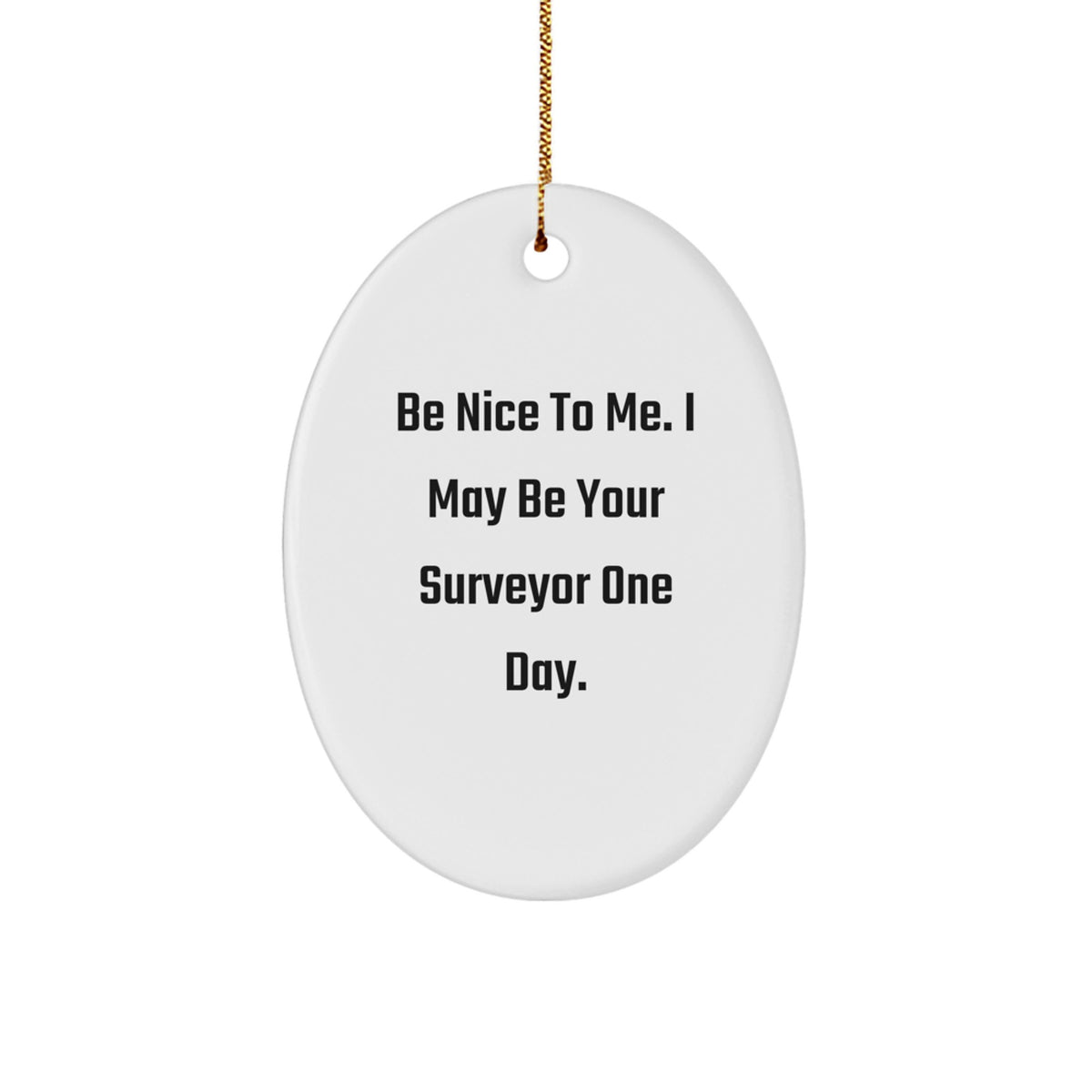 Funny Surveyor Gifts for Friends from Men - Oval Ornament with Be Nice To Me, I May Be Your Surveyor One Day. Quote, Christmas Unique Gifts for Surveyor - Image 1