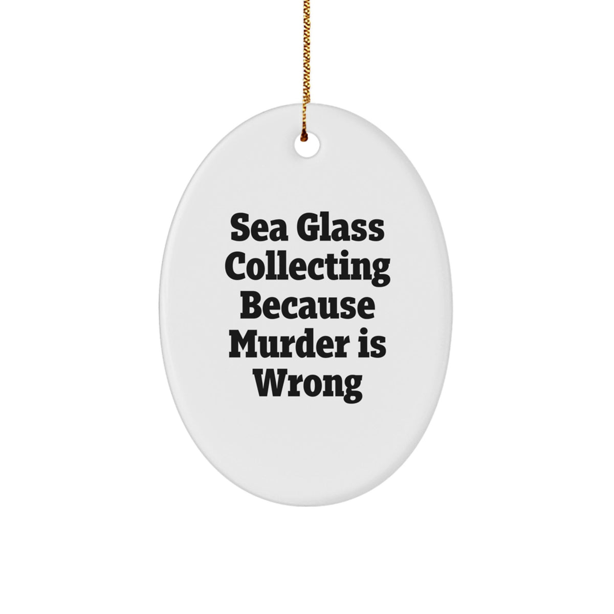 Funny Sea Glass Collecting Oval Ornament Gifts from Men to Friends on Christmas - Image 1