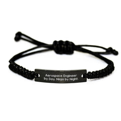Aerospace Engineer Gifts from Friends - Inspirational Rope Bracelet for Men, Women, or Coworkers with Funny Quote 'Aerospace Engineer By Day. Ninja By Night.' for Graduation - Image 1