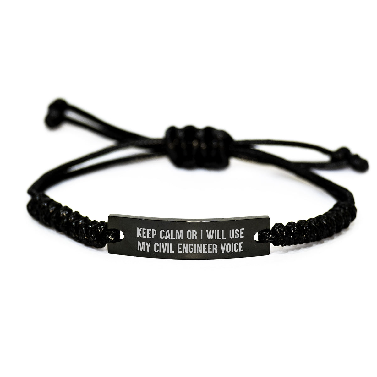 Civil Engineer Rope Bracelet, Funny Gifts from Men to Friends, Friends for Civil Engineer, Christmas Unique Presents, Black Stainless Steel Rope - Image 1