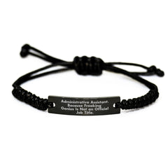 Funny Administrative Assistant Gifts Rope Bracelet Black Stainless Steel Rope Adjustable - Image 1
