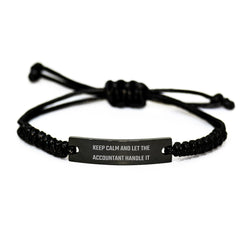 Funny Accountant Gifts from Friends, Keep Calm and Let the Accountant Handle It Rope Bracelet for Graduation, Men, Women, Coworkers, Family - Image 1