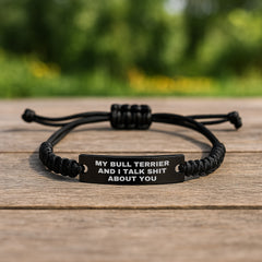 Funny Bull Terrier Dog Gifts for Men Friends from My Bull Terrier And I Talk Shit About You Quote Birthday Unique Rope Braceltes - Image 2