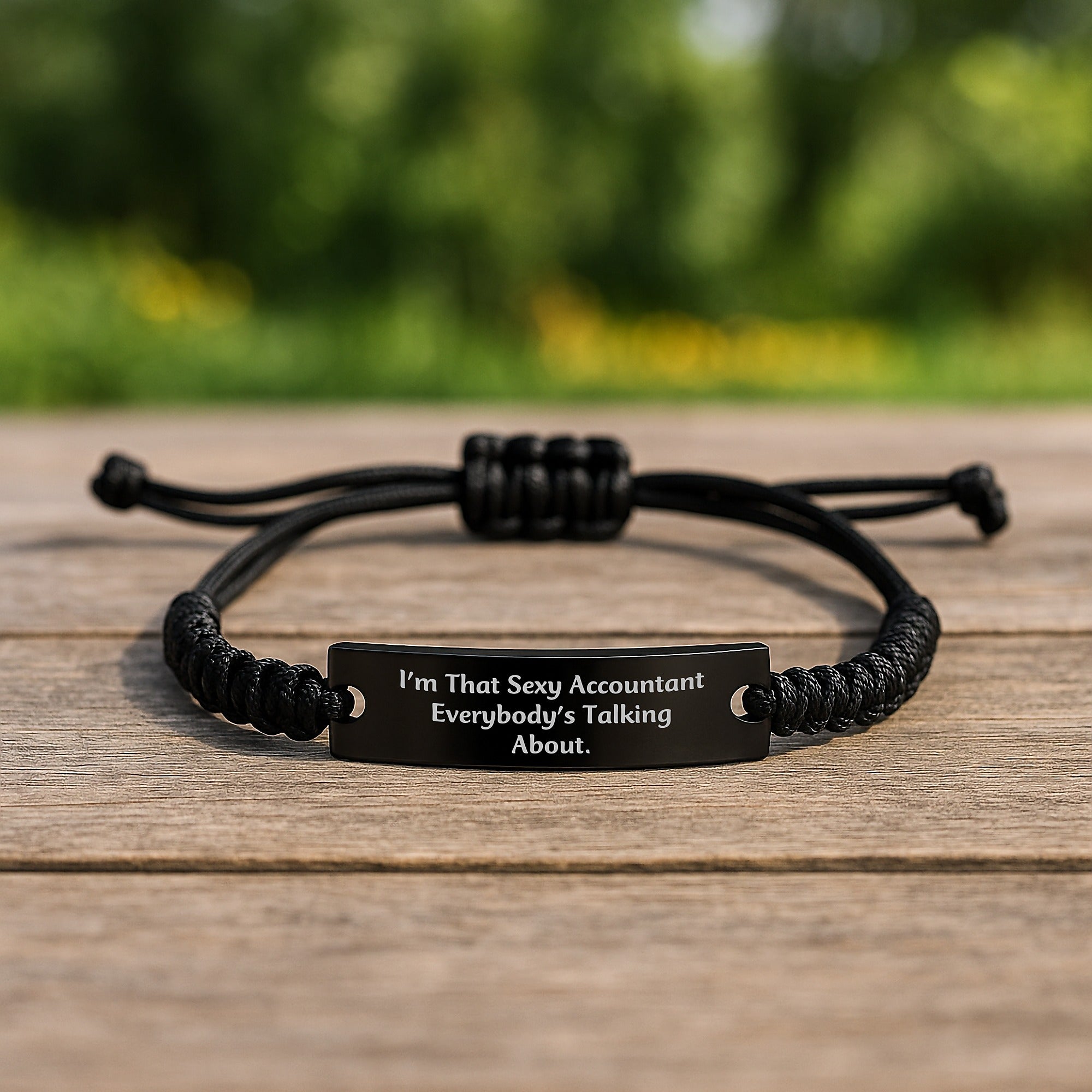 Sexy Accountant Gifts, 'I'm That Sexy Accountant Everybody's Talking About.' Black Rope Bracelet, Adjustable, Birthday Presents for Men or Women from Friends, Coworkers, Family - Image 2