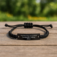 Sexy Accountant Gifts, 'I'm That Sexy Accountant Everybody's Talking About.' Black Rope Bracelet, Adjustable, Birthday Presents for Men or Women from Friends, Coworkers, Family - Image 2