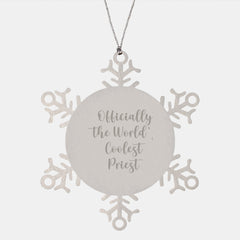 Funny Priest Gifts, Officially The World's Coolest Priest, Snowflake Ornament for Christmas, Gifts from Men to Priest, Unique Gifts for Priest - Image 1