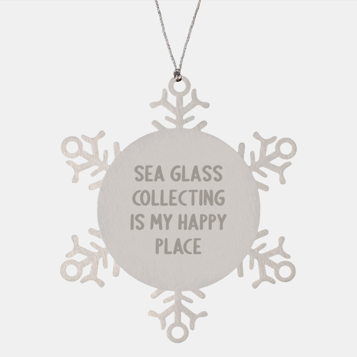 Gifts from Family and Friends for Sea Glass Collecting Enthusiasts - Snowflake Ornament, Inspirational Quote 'Sea Glass Collecting Is My Happy Place', Christmas Unique Gifts - Image 1