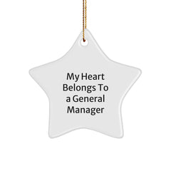 Funny General Manager Gifts for Men - 'My Heart Belongs To A General Manager' Star Ornament, Christmas Unique Gifts from Friends, Coworkers - Image 1