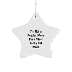 Silver Tabby Cat Mom Funny Christmas Unique Gifts - Gifts for Silver Tabby Cat Lovers - Star Ornament from Mom with Love - Image 1
