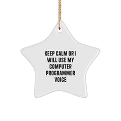 Funny Computer Programmer Gifts, Star Ornament for Christmas, Keep Calm Gift from Friends for Computer Programmer, Unique Computer Programmer Presents - Image 1