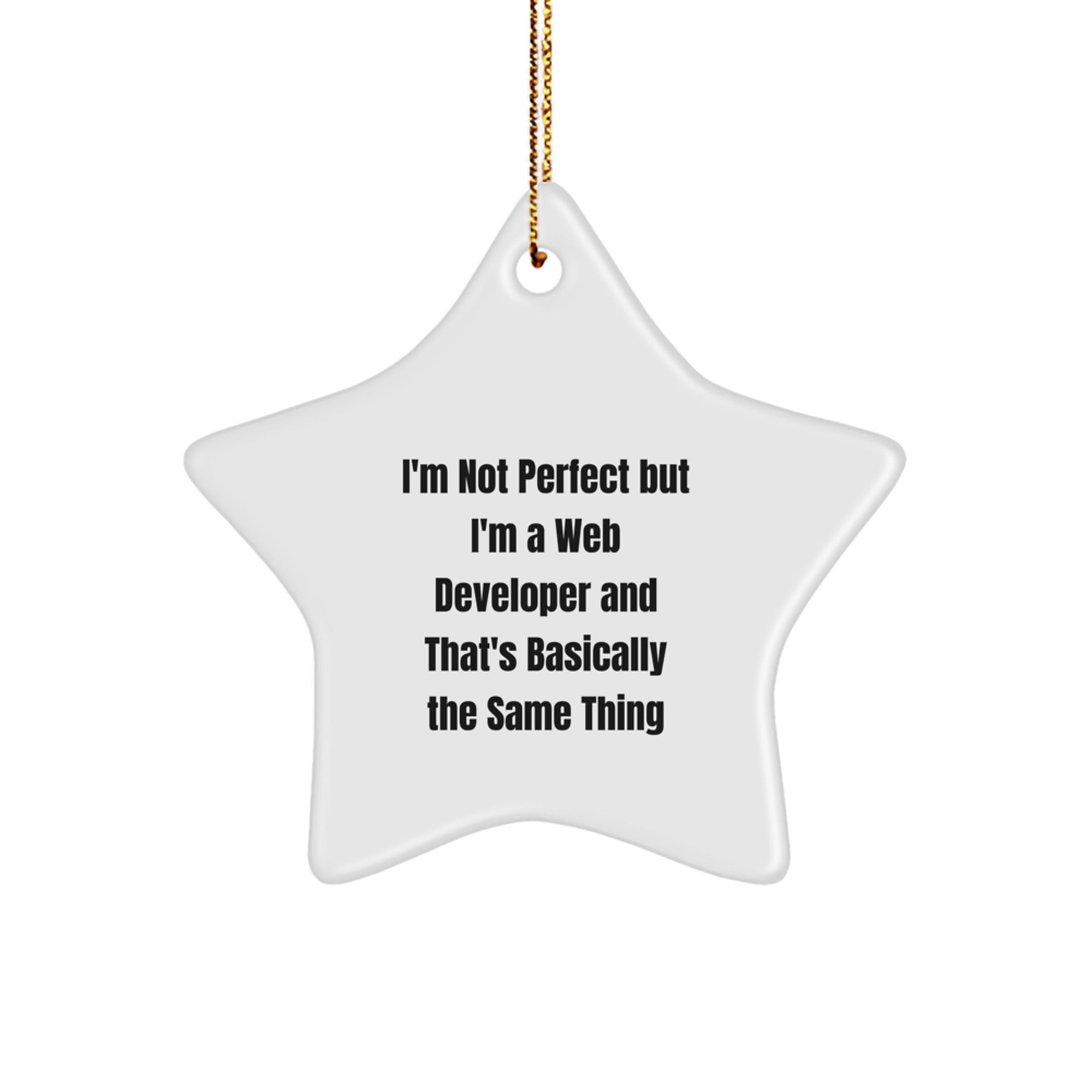 Funny Web Developer Gifts from Friends, Star Ornament for Men, 'I'm Not Perfect' Quote Christmas Unique Gifts - Image 1