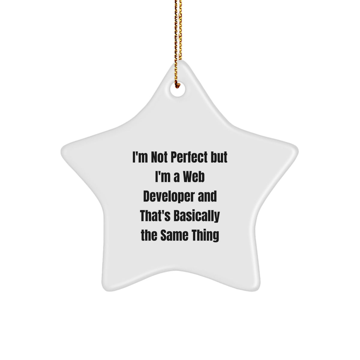 Funny Web Developer Gifts from Friends, Star Ornament for Men, 'I'm Not Perfect' Quote Christmas Unique Gifts - Image 1