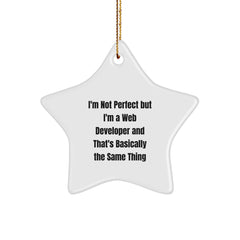 Funny Web Developer Gifts from Friends, Star Ornament for Men, 'I'm Not Perfect' Quote Christmas Unique Gifts - Image 1